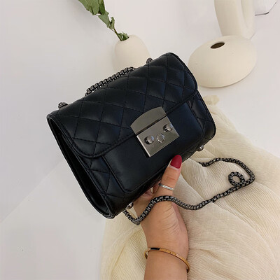 

Lingge chain bag retro lock small square bag new 2019 foreign style casual womens shoulder bag Messenger bag