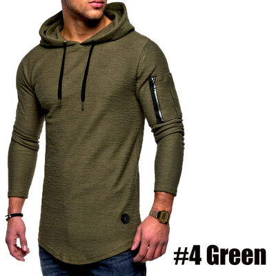 

Mens Muscle Hoodie Tank Top Bodybuilding Gym Workout Long Sleeve Vest T-shirt