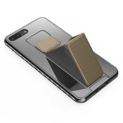 

dodocool Ultra Slim Crystal Clear Protective Case with Gold Foldable Kickstand Grip Holder Non-slip Shock Absorption Scratch Resis