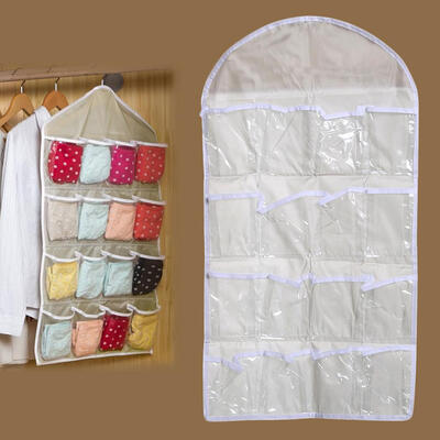 

16 Grids Wardrobe Hanging Bags Socks Briefs Organizer Clothing Hangers