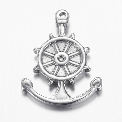 

304 Stainless Steel Pendants Anchor & Helm Stainless Steel Color 25x185x25mm Hole 1mm
