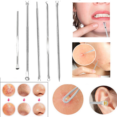 

〖Follure〗5pcs Stainless Facial Acne Spot Pimple Remover Extractor Tool Comedone