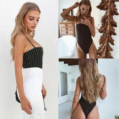 

Summer Women One Piece Striped Bikini Push-Up Padded Swimwear Swimsuit Jumpsuit