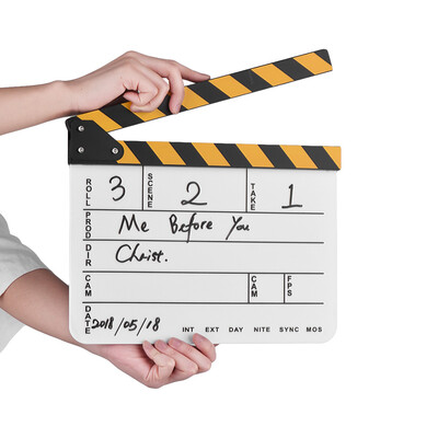 

Dry Erase Acrylic Director Film Clapboard Movie TV Cut Action Scene Clapper Board Slate with YellowBlack Stick Black