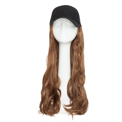 

Baseball Hat with Synthetic Hair Extension Black Color Long Wavy hair Extensions with Baseball Cap Black Hat for women