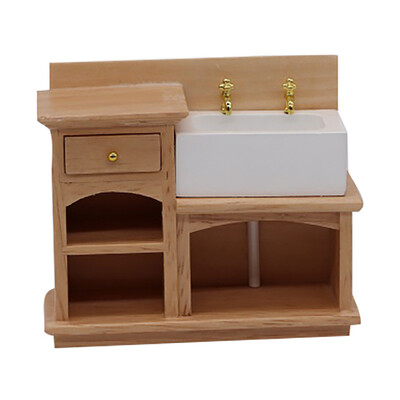 

Siaonvr 112 Mini Dollhouse Furniture Miniature Wooden Stove Sink Cabinet Cupboard