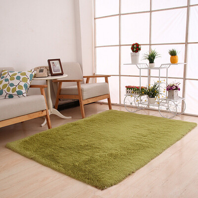 

Gobestart Fluffy Rugs Anti-Skid Shaggy Area Rug Dining Home Carpet Floor Mat Army Green