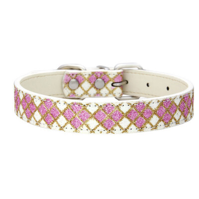

Dog Collars Bling Plaids Pet Dog Collar With With Leash Ring Puppy Cat Collars For Teddy French Bulldog Pet Accessories