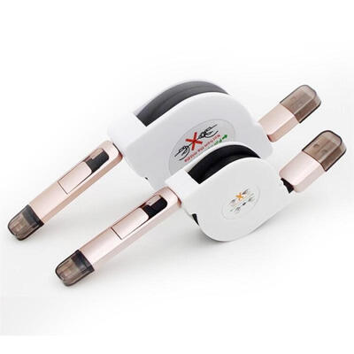 

2-in-1 2m Portable USB To Micro USB Lightning Scalable Charging Data Cable For IPhone Android Phones
