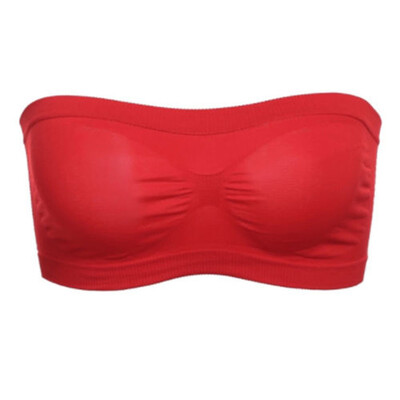 

New Women Ladies Strapless Seamless Padded Boob Bandeau Tube Tops Bra