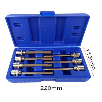 

7pcs Set Extra Long Hex Bit Socket 18 532 316 732 14 516 38 W Box