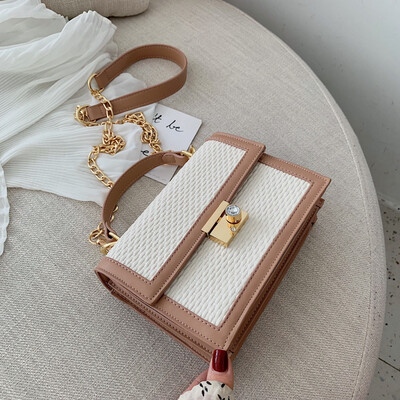 

Elegant Female Tote bag 2019 New Quality PU Leather Weaving Womens Luxury Handbag Diamond Lock Chain Shoulder Messenger Bags