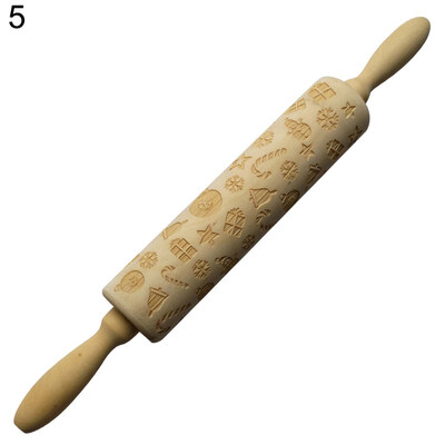 

Christmas Engraved Elk Tree Snowflake Gift Emboss Rolling Pin Baking Tool Roller