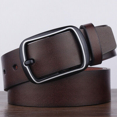 

Hot Selling Retro Men belt High Quality Leather belt for Men Solid Color Simple Pin Buckle wild pants belts Luxury belt 115cm