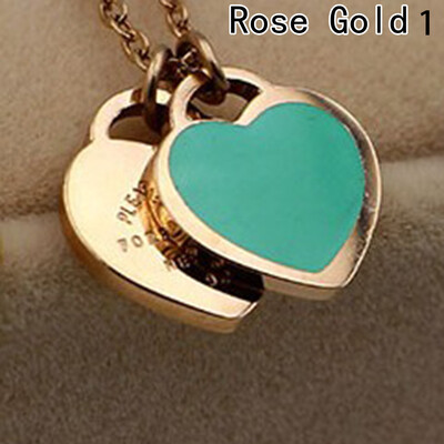 

Love rose heart double oil chain wholesale Hot blue short gold