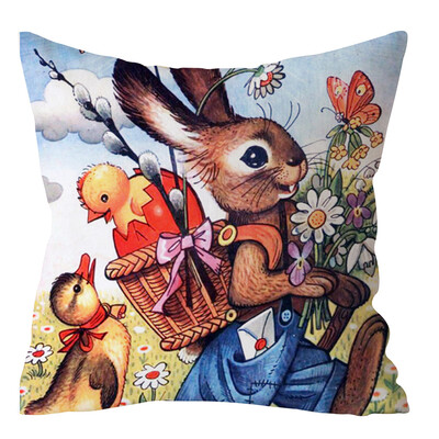 

〖Follure〗Easter Rabbit Print Pillow Case Polyester Sofa Car Cushion Cover Home Decor