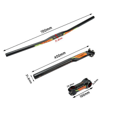 

Lixada Carbon Fiber Flat Handlebar Bike Stem Seat Post Flat Bar Sets MTB Mountain Bike Parts