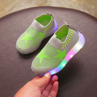 

Children Kid Girls Boys Led Light Star Luminous Sport Mesh Student Casaul Shoes