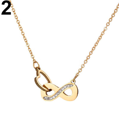 

Womens Stainless Steel Infinity Symbol Lucky Number 8 Pendant Necklace Jewelry