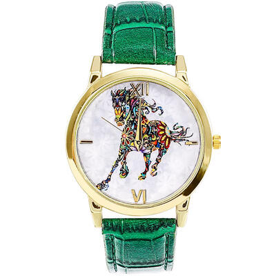 

Creative Watch Unique Horse Dial Leather Band Stainless Steel Quartz Wristwatch Casual Women Mens Unisex Watches Montre Homme