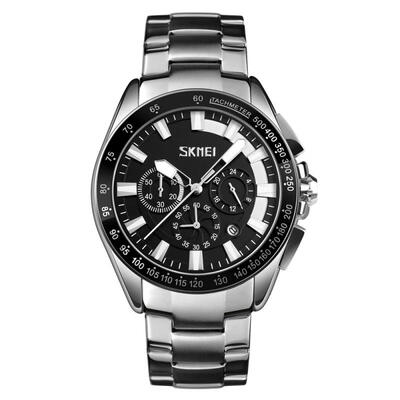 

SKMEI Waterproof Round Dial Quartz Wristwatch Mens Watch With 3 Sub-dials Stainless Steel Band
