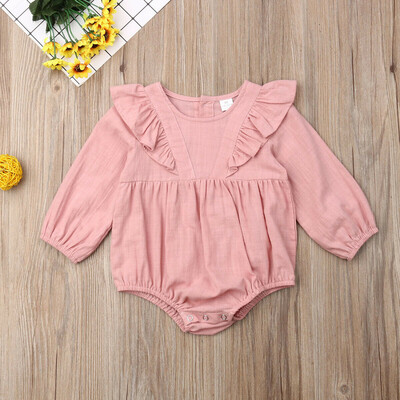 

Newborn Baby Girl Ruffle Long Sleeve Romper Bodysuit Jumpsuit Clothes Outfits