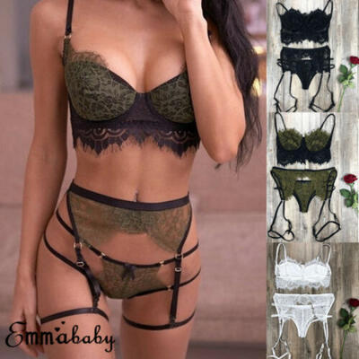 

Womens Lace Sexy Lingerie Night Underwear G-string Babydoll Bra Garter Belt Set