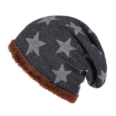 

Tailored Fashion Women Pentagram Printed Velvet Keep Warm Winter Wool Knitted Hat Cap