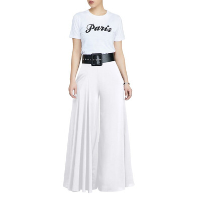 

Womens Solid Pleated Loose Casual Comfortable Wide Leg Trousers Pants