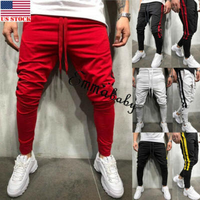 

US Mens Casual Long Pants Gym Slim Fit Trousers Running Jogger Sport Sweatpants