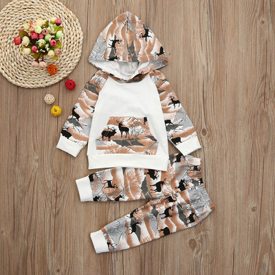 

Newborn Infant Baby Boy Girl Deer Wildlife Hoodie TopsPants Outfit Clothes Set