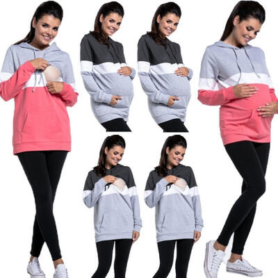 

Women Maternity Breastfeeding Nursing Tops Hoodies Long Sleeve T-shirt Blouse