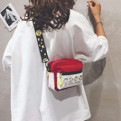 

Cartoon small bag female 2019 new net red ocean Snoopy package tide Korean version of the broadband canvas shoulder Messenger bag