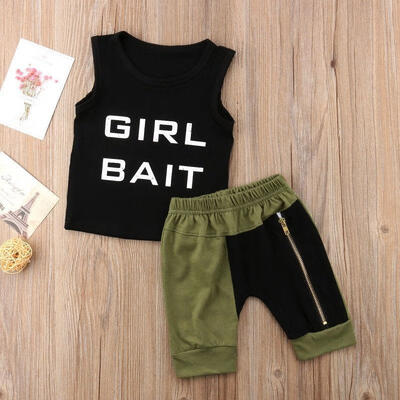 

Kids Baby Boys Summer Sleeveless Tops T-shirt Harem Shorts 2Pcs Outfits Set Clothes