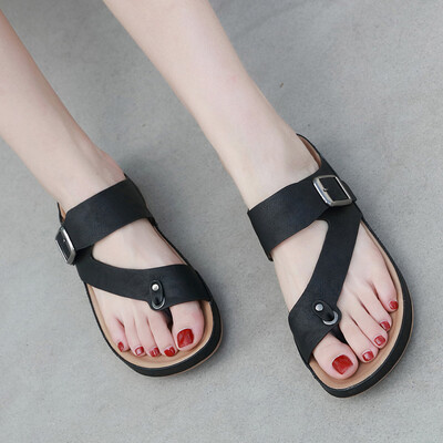 

Rose Womens Clip Toe Comfortable Flip Flop Metal Belt Buckle Summer Beach Slippers