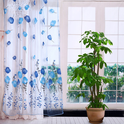 

Greensen 100200cm Colorful Tulips Printing Tulle Curtains Sheer Drape Balcony Window Decoration
