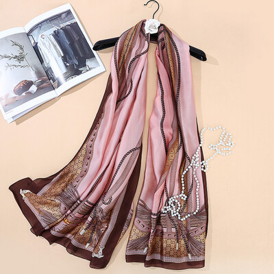 

European&American fashion ladies simulation silk printing chain scarf travel vacation sunscreen beach towel shawl SK045