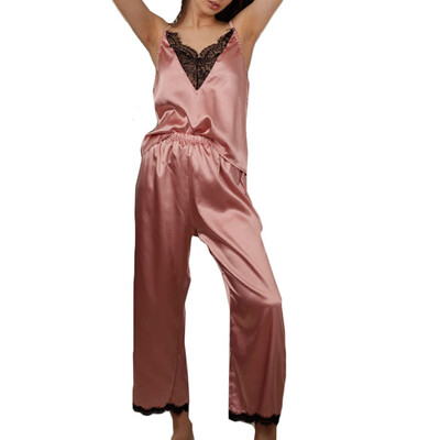 

Toponeto Satin Pajamas For Women Lace Top Pants Pajamas Silk Pajamas Longs Set Comfortba