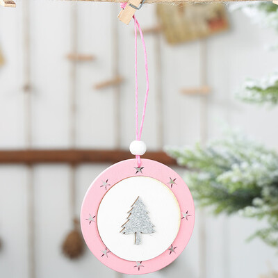 

1Pcs New Christmas Decoration Pink Angle Elk Wooden Star Hanging Pendant Creative Christmas Tree Ornaments Hanging Gifts