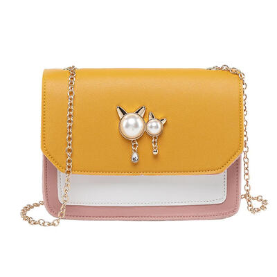 

Pearl Decor Flap Shoulder Handbags PU Leather Women Chain Crossbody Bags