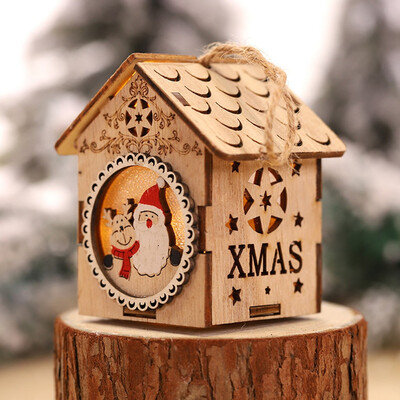 

Siaonvr LED Light Wood House Cute Christmas Tree Hanging Ornaments Holiday Decoration