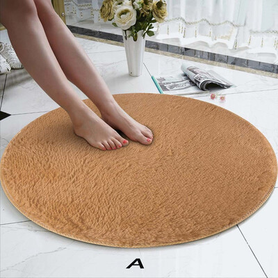 

〖Follure〗80cm Soft Coral Velvet Round Rug Anti-skid Doormat Carpet Bath Living Room Rug