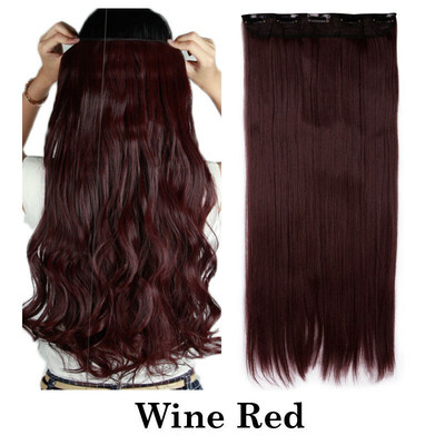 

Synthetic Fiber Clips in on Hair Extension 34 Full Head One Piece 5 Clips Long Silky Straight Curly Wavy