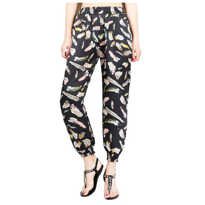 

Women Plumage Print Trousers with Loose Wide-leg Pants Harem Pants