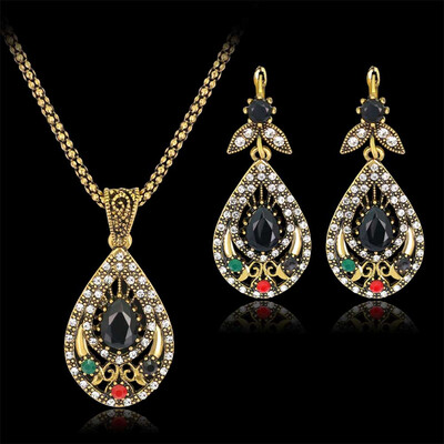 

Trendy Jewelry Set Bohemia Water drop Necklace Earring Statement Jewelry Sets For Women Lady