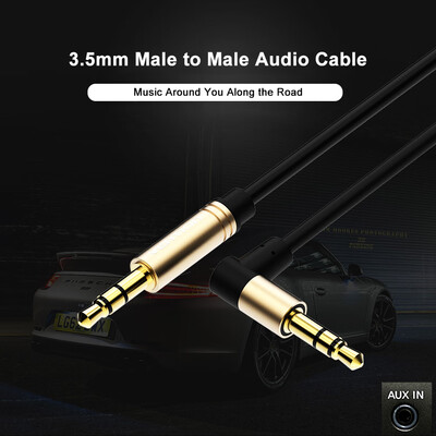 

VENTION 35mm Male to Male Audio Cable 90 Degree Right Angle AUX Audio Adapter Gold-plated Stereo Audio Jack for Car Smartphone He