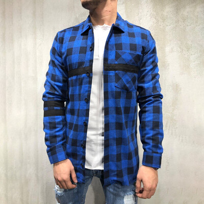 

2019 Mens Button Fitness Down Plaid Flannel Shirt Long Sleeve Casual Tops