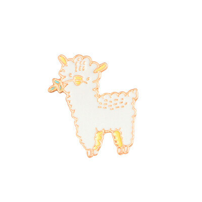 

Lovely Alpaca Enamel Brooch Lapel Button Badge Drawing Animal Jewelry Gift