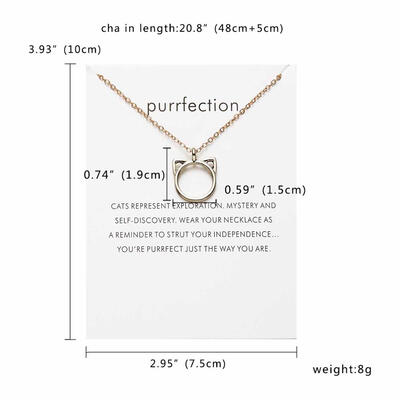 

Rinhoo Fashion Jewelry Purrfection Cat Ear Alloy Pendant Short Choker Necklace Women Gift with Card
