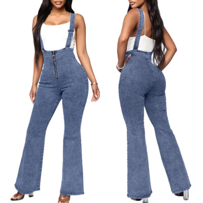 

Tailored Women Casual Pocket Jean Leggings Zipper Splice Trouser Rompers Pant Bib Pants